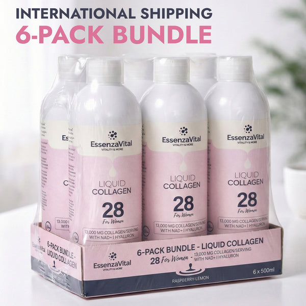 EssenzaVital folyékony kollagén NAD+ tartalommal nőknek, 6 csomag (nemzetközi szállítási csomag) 4 hónapos adag