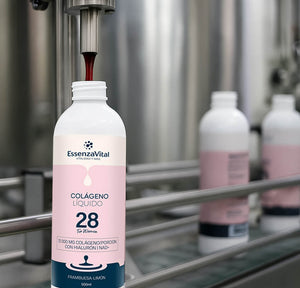 essenzavital production line filling the bottle with collagen